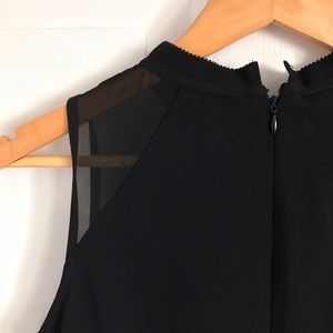 High Neck Mesh Shoulder Sleeveless Dress